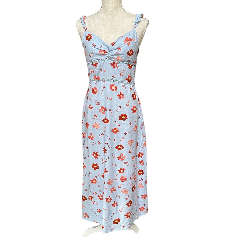 Zara Blue Floral Midi Dress